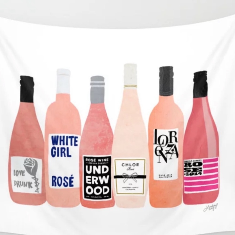 Rose Wine Bottles Wall Tapestry